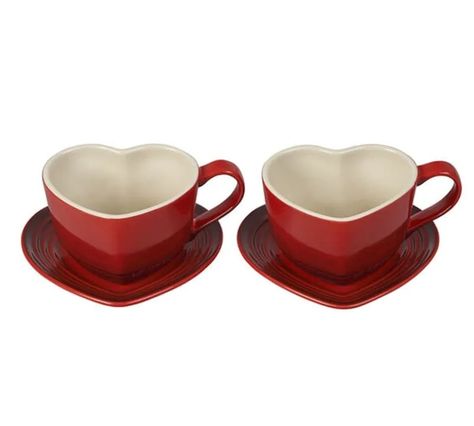 Le Creuset Just Dropped the Most Adorable Heart-Shaped Mug Set — And They’re Likely to Sell Out Le Creuset Heart, Enameled Cast Iron Cookware, Kitchen Addition, Heart Mug, Goth Home, Keep Food Warm, Fine Craft, Mug Set, Quick Cleaning