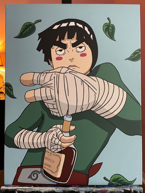 Rock Lee Painting, Naruto Canvas Painting Easy, Rock Lee Drawing, Naruto Characters Drawings, Naruto Canvas Painting, Og Wallpaper, Circular Canvas Painting, Anime Canvas Painting, Naruto Painting