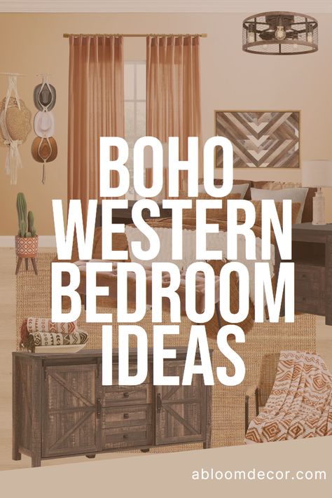 This post is all about my Boho Western bedroom ideas! I grew up in the Southwest and am a big fan of Western decor. This Western bedroom design makes me feel very nostalgic and reminiscent of all the Southwestern decor I have seen throughout most of my life. In my blog post I explain each element that makes up this master bedroom idea. If you’re a cowgirl or a country lover, I think you will really love these ideas!
#westernbedroom #westerndecor Boho And Western Bedroom, Western Bedding Bohemian, Country Boho Bedroom Ideas, Western Style Bedroom Ideas, Western Theme Bedroom Ideas, Teen Western Bedroom, Above Bed Decor Western Boho, Southwest Bedroom Ideas, Western Master Room Bedroom Ideas