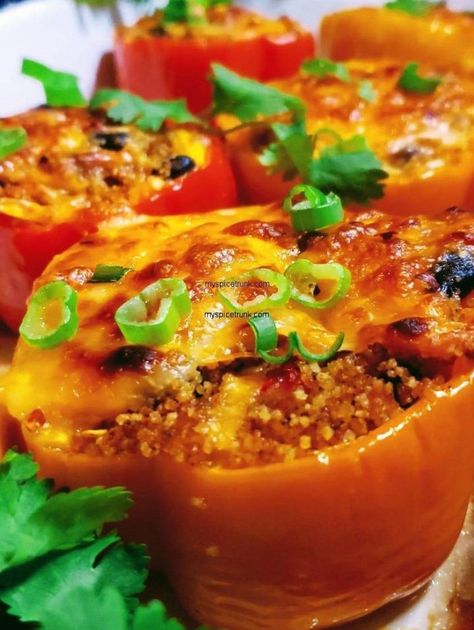 Baked Stuffed Peppers, Mexican Fried Rice, Mexican Fries, Baked Peppers, Mexican Rice Easy, Vegetable Mixes, Cheese Alternative, Comfort Dinner, Cheese Alternatives