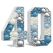 Diy 40th Birthday Decorations, Diy 50th Birthday Decorations, Cardboard Numbers, Anniversary Balloons, Mosaic Numbers, Balloons Number, Balloons Flowers, Number 40, Balloon Frame