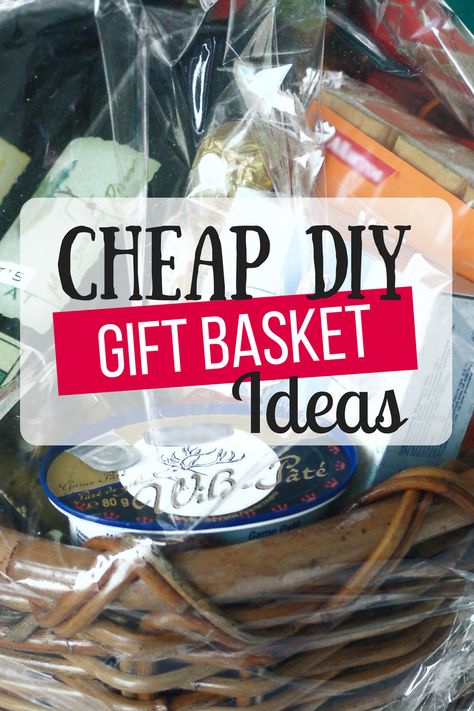 Cheap DIY Gift Baskets Cheap Diy Gift, Cheap Gift Baskets, Diy Gift Basket Ideas, Cheap Homemade Gifts, Diy Gift Basket, Christmas Boyfriend, Budget Christmas Gifts, Diy Gifts Cheap, Homemade Gift Baskets