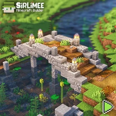 Minecraft Bridge Design, Minecraft Bridge, Minecraft Decoration, Rumah Minecraft Sederhana, Bangunan Minecraft, Minecraft Farm, Minecraft Cottage, Minecraft House Tutorials, Cool Minecraft Creations