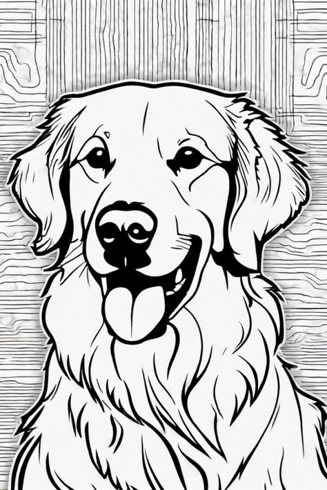 Bring happiness to your day with this adorable coloring page featuring a joyful Golden Retriever! Perfect for dog lovers and art enthusiasts alike, this free printable is designed to spark creativity while promoting relaxation and fun. The page showcases a happy dog with colorful wavy lines in the background, inviting you to explore your artistry. Perfect for kids or as a stress-relief activity for adults, grab your favorite crayons and enjoy this delightful coloring experience Golden Retriever Coloring Pages, Dog Reference Drawing, Joy Coloring Page, Golden Retriever Sketch, Golden Retriever Outline, Dog Drawing For Kids, Golden Retriever Drawing, Cute Coloring Page, Perros Golden Retriever