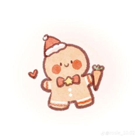 Kawaii Christmas Widget, Gingerbread Drawing Cute, Christmas Gingerbread Drawing, Drawing Base Christmas, Cute Winter Doodles, Christmas Chibi Art, Christmas Kawaii Drawing, Christmas Drawing Gingerbread, Cute Christmas Profile Pics