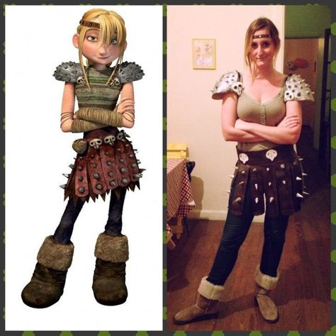 Astrid Costume Diy How To Make, How To Train Your Dragon Halloween Costumes, How To Train Your Dragon Costume, Astrid Cosplay, Dragon Halloween Costume, Vikings Halloween, How To Wear Culottes, Costume Couple, Viking Costume