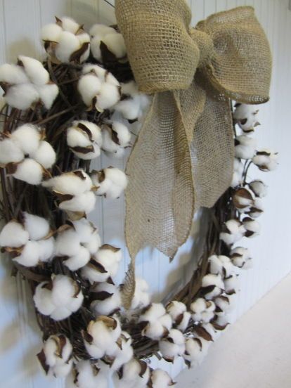 how to make your own cotton ball branch wreath, crafts, seasonal holiday decor, wreaths Cotton Ball Wreath, Cotton Boll Wreath, Cotton Branches, Branch Wreath, Ball Wreath, Cotton Decor, Cotton Boll, Cotton Stems, Cotton Wreath