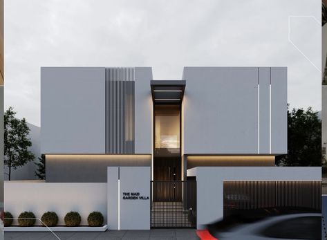 Japandi Townhouse, Neo Classic Villa Exterior, Home Front Wall Design, Minimalist Facade, Modern Bungalow Exterior, Front Wall Design, Renovation Architecture, Facade Architecture Design, Bungalow Exterior