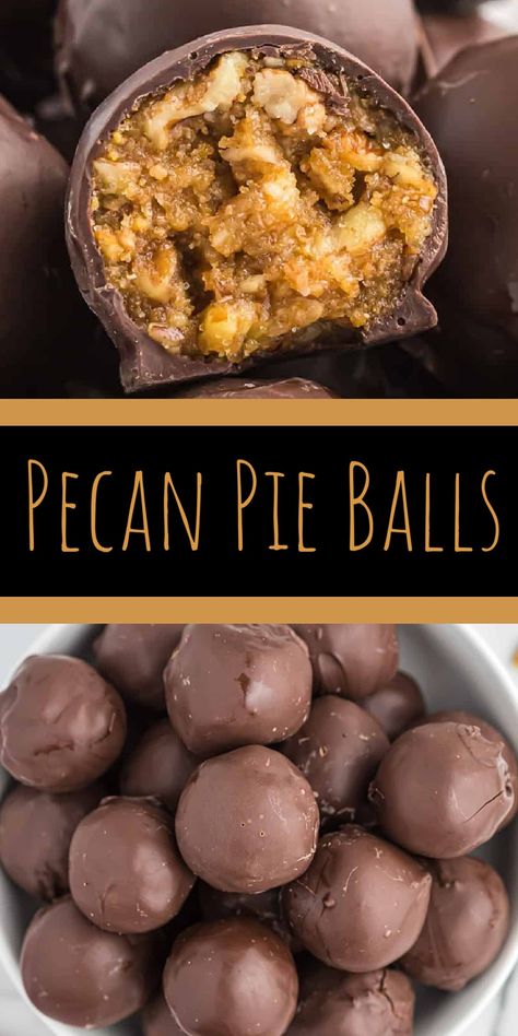 Chocolate Pecan Balls, Pecan Balls No Bake, Pecan Praline Pie Bark, Pecan Pie Cake Pops, No Bake Pecan Pie Filling, Chocolate And Pecan Desserts, Pecan Dip Recipes, Pecan Pie Balls Bourbon, Chocolate Pecan Pie Cookies