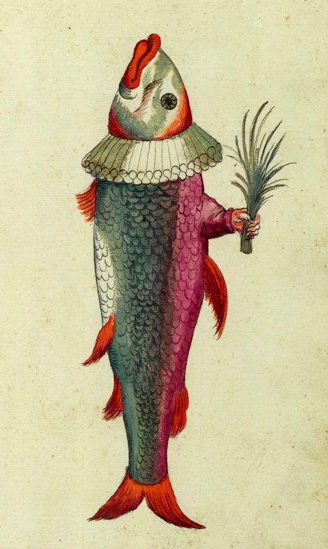 Mythical Monsters, Weird Fish, Fish Illustration, Fish Drawings, Medieval Art, Weird Art, Fish Art, Funky Art, Surreal Art