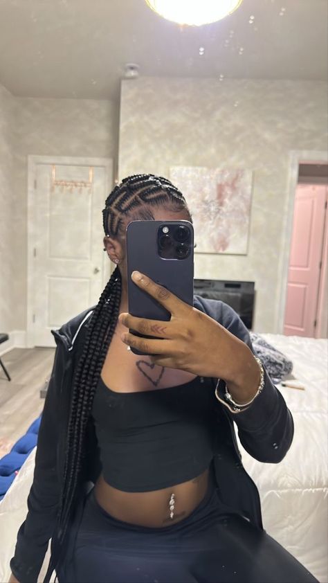 Black Nail Styles Short, Zig Zag Fulani Braids, Feed Ins, Mirror Flicks, Weave Ponytail Hairstyles, Big Box Braids Hairstyles, Feed In Braids Hairstyles, Cute Braided Hairstyles, Braids Hairstyles Pictures