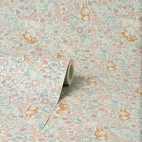 Hang Wallpaper, Girls Room Wallpaper, Rabbit Wallpaper, Bunny Nursery, Bunny Design, Bunny Wallpaper, Baby Room Art, Nursery Room Inspiration