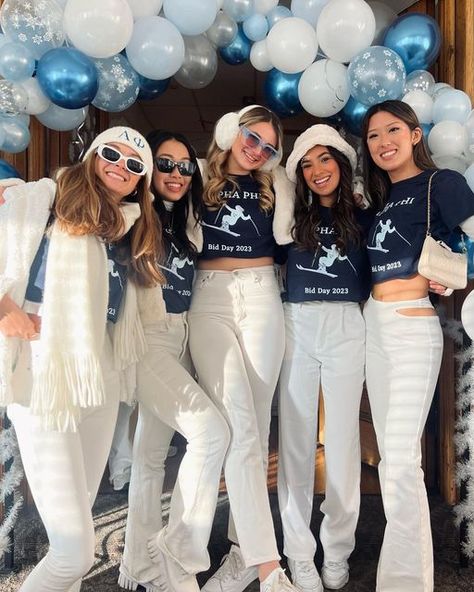 Aspen Bid Day Theme, Ski Sorority Theme, Sorority Ski Theme, Snow Place Like Home, Ski Party Theme Outfit, Ski Bid Day Theme, Apres Ski Bid Day, Ski Bid Day, Ski Lodge Party College