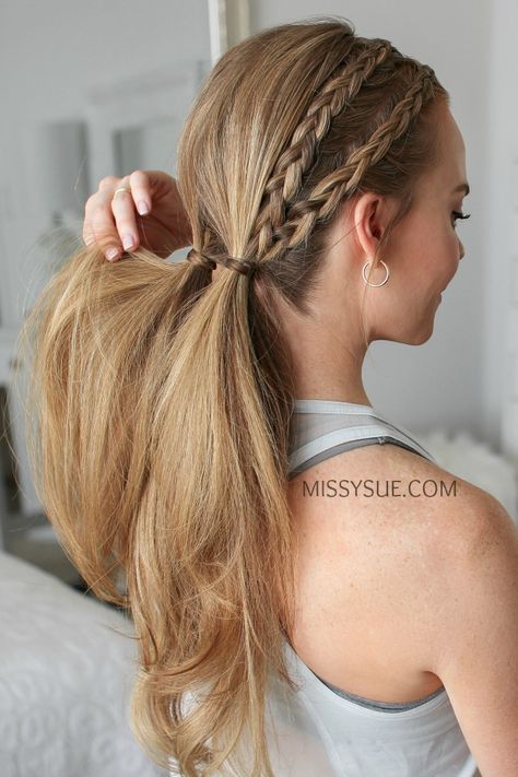 Four Dutch Braid Pigtails Braid Into Pigtails, Dutch Braid Pigtails, Hairstyle Pigtails, Missy Sue Hair, Zig Zag Part, Ruby Hair, Dutch Pigtail Braids, Braid Pigtails, Hair Sectioning