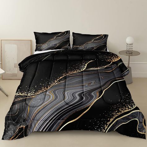 #bedding #marble #socute White And Gold Comforter, Gold Comforter Set, Gold Bedding Sets, Marble Bedding, Marble Comforter, Gold Comforter, Black Comforter, Gold Bed, Black And Gold Marble