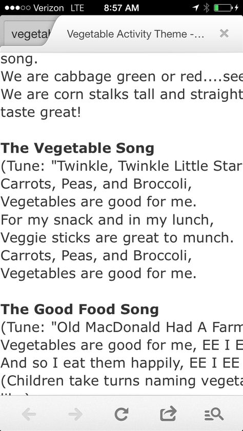 Vegtable song Cooking Songs For Preschool, Food Songs For Toddlers, Vegetable Lesson Plans For Preschool, Vegetable Songs Preschool, Preschool Farmers Market, Food Themed Crafts, Fruit Song, May Activities, Infant Food