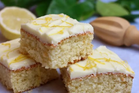 Easy One Bowl Coconut Lemon Slice - No Mixer - Recipe Winners Lemon And Coconut Cake, Slice Cake, Coconut Slice, Slice Recipe, Coconut Cake Recipe, Tray Bake Recipes, Squeezed Lemon, Quails, Lemon Cake Recipe