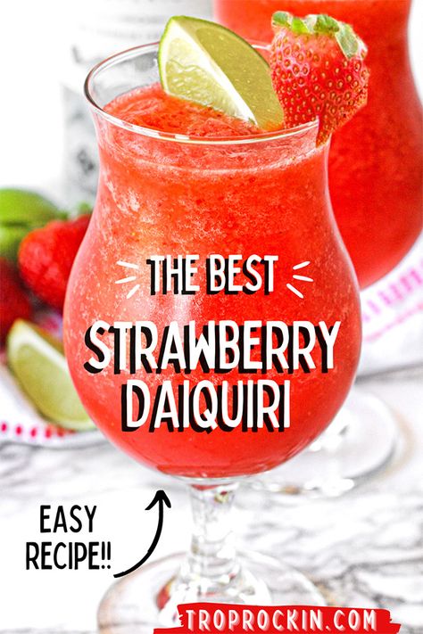 Strawberry Alcohol Drinks, Frozen Daiquiri Recipe, Frozen Mixed Drinks, Strawberry Daiquiri Recipe, Strawberry Daiquiri Mix, Frozen Strawberry Daiquiri, Frozen Drinks Alcohol, Frozen Daiquiri, Strawberry Cocktails