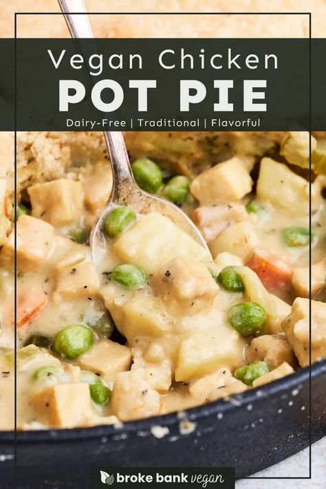 Vegan Pie Filling Savoury, Vegan Chicken Pot Pie Recipes, Healthy Vegetarian Comfort Food, Vegan Pies Savoury, Vegetarian Chicken Pot Pie, Vegan Chicken Pot Pie, Vegan Whole Food, Vegan Chicken Recipes, Vegan Pot Pie