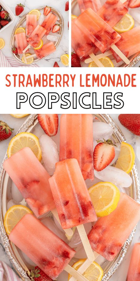 Strawberry Lemonade Popsicles, Cold Summer Snacks, Cold Snacks For Summer, Freezable Snacks, Rainbow Meals, Popcicles Recipes, Summer Popsicle Recipes, Easy Popsicle Recipes, Made To Be A Momma