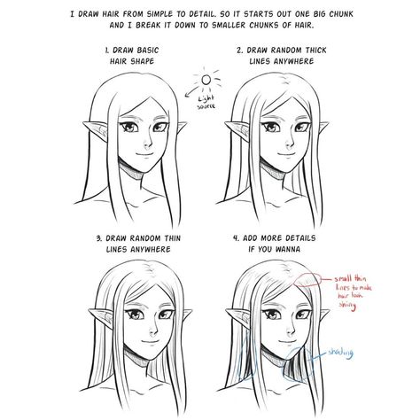 Hair References Drawing, Hair Drawing Tutorial, Stylized Hair, Drawing Body Proportions, Art Advice, Hair Sketch, Animation Sketches, Hair Drawing, Fashion Tutorial