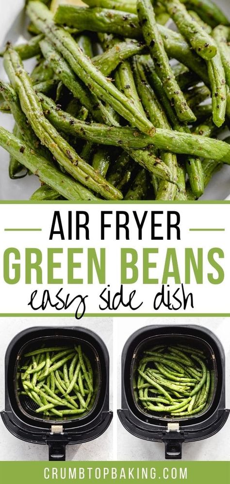 Air Fryer Frozen Green Beans, French Green Bean Recipes, Air Fryer Green Beans, Air Fried Green Beans, Beans Baked, Baked Green Beans, French Green Beans, Fried Green Beans, Cooking Green Beans