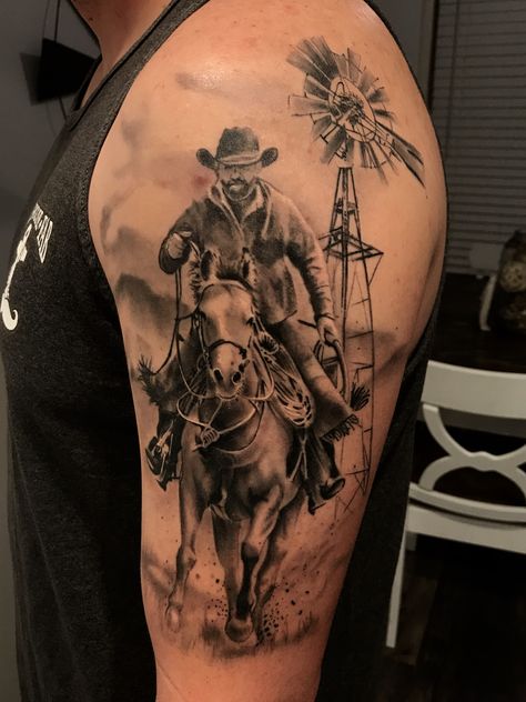 Western tattoo. Cowboy Tattoo, Western Tattoo, Cowboy Tattoos, Country Tattoos, Tattoo Filler, Western Tattoos, Omerta Tattoo, Theme Tattoo, Inspiration Tattoo