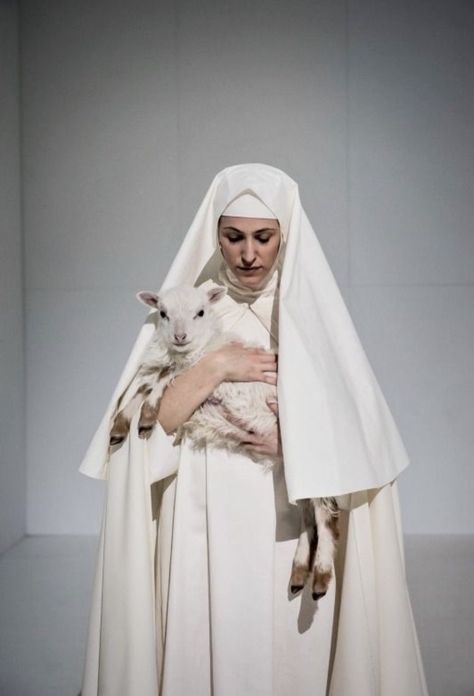 Romeo Castellucci, Nun Outfit, Sheep, A Woman, White