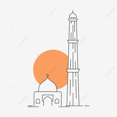 Mosque Drawing, Islamic Background Vector, Mosque Silhouette, Happy Muharram, Islamic Lantern, Islamic Motifs, Islamic Holidays, Islamic New Year, Line Art Vector