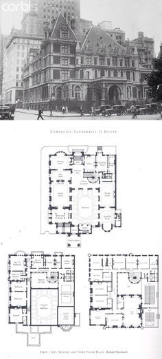 Cornelius Vanderbilt II House Victorian Manor Floor Plans, Victorian Mansion Floor Plans, Romantic Houses, Housing Floor Plans, Building Designing, Italian House Plans, Plan Interior Design, Manor House Plans, Manor Floor Plan