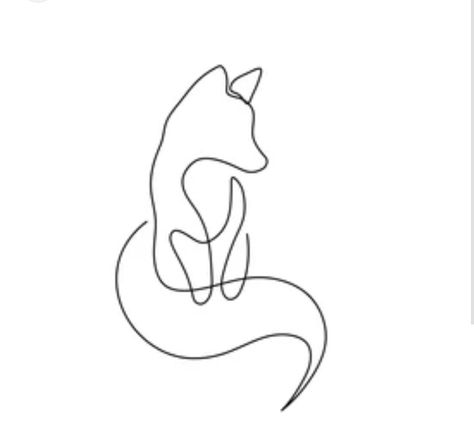 One Line Fox Drawing, One Line Animal Drawing, Fox Sketch Simple, Fox Outline Tattoo, Fox Line Drawing, Easy Fox Drawing, Fox Line Art, Fox Drawing Easy, Fox Sketch