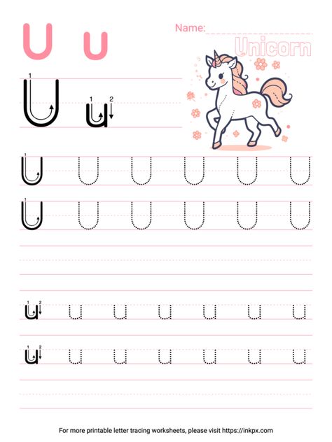 Letter U Printable, Tracing Vowels Worksheet, W Tracing Worksheet, Letter U Tracing Worksheet, Handwriting Paper Kindergarten, Abc Trace Worksheet, Kindergarten Writing Paper, Word Cloud Generator, Smart Goals Template