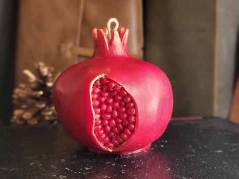 Pomegranate Candle, Fruit Candle, Fruit Candles, Handmade Candle, Incense Holders, Red Fruit, Clothing Inspiration, Fragrance Free, Handmade Candles