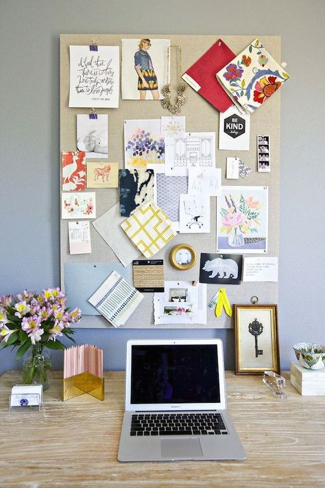 Ideas for pin boards! Keep yourself inspired and motivated each and everday. #HomeGoodsHappy Studio Mcgee Kitchen Table, Studio Mcgee Office Space, Mcgee Kitchen, Studio Mcgee Kitchen, Kitchen Inspiration Board, Pretty Office, Vision Board Party, Making A Vision Board, Dekorasi Kamar Tidur