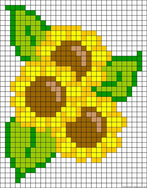 Perler Bead Sunflower Patterns, Pixel Art Fleur, Crochet Tapestries, Cross Stitch Sunflower, Bead Templates, Pixel Quilting, Modele Pixel Art, Art Aesthetics, Graph Crochet