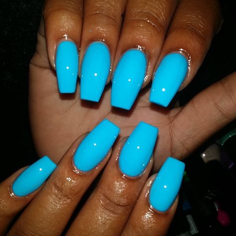 Mac Attack🧿 on Instagram: “#prettynails #simplenails #girlynails #neat #clean #crispy #scuplted #NoTIPS #inmnails #tammytaylornails #instannails #DETROITnails…” Gel Nail Manicure Ideas Summer, Light Neon Blue Nails, Cotton Candy Blue Nails, Bright Blue Summer Acrylic Nails, Blue Nail Colours, Bright Blue Acrylics, Capri Blue Nails, Teal Blue Nails Acrylic, Bright Blue Nails Acrylic