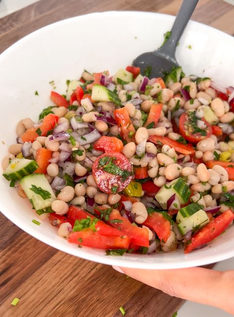 Grinder Bean Salad – The Table Of Spice Grinder Bean Salad Recipe, Grinder Bean Salad, Bean Salad Recipe, Creamed Cucumbers, French Onion Dip, Snack Prep, Bean Salad Recipes, Persian Cucumber, Gouda Cheese