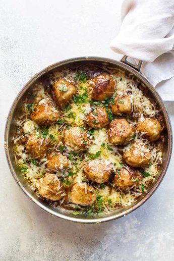 French Onion Chicken Meatballs #chicken #meatballs #onions #frenchonions #sandwiches #comfortfood #dinner #recipes #cooking French Onion Chicken Meatballs, Meatballs Chicken, Chicken Meatballs Recipe, French Onion Chicken, Onion Chicken, Meatballs Recipe, Chicken Meatballs, French Cooking, Flank Steak