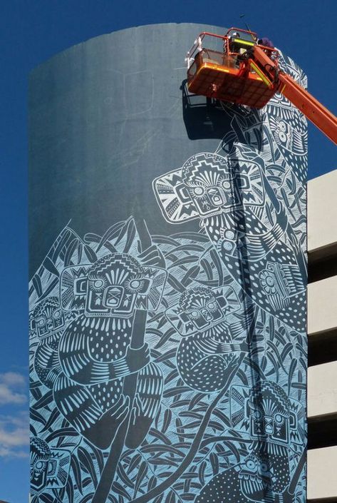 Building Mural, Silo Art, Water Towers, Mosaic Murals, Amazing Street Art, Graffiti Murals, Artistic Installation, Juxtapoz Magazine, Perth Australia