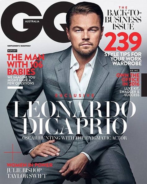 Leonardo Di Caprio smoulders on the cover of GQ Leonardo Dicaprio Oscar, Gq Magazine Covers, Gq Australia, Magazine Front Cover, Gq Mens Style, Magazine Man, Fritz Lang, Cover Boy, Fashion Magazine Cover