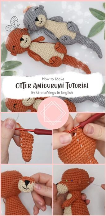 Amigurumi Otter Free Pattern Ideas (Part 2) - Carolinamontoni.com Crocheted Otter Pattern Free, Crochet Sea Otter Amigurumi Free Pattern, Free Otter Crochet Pattern, Otter Amigurumi Free Pattern, Otter Crochet Pattern Free, Crochet Otter Pattern, Otter Crochet Pattern, Otter Crochet, Crochet Otter