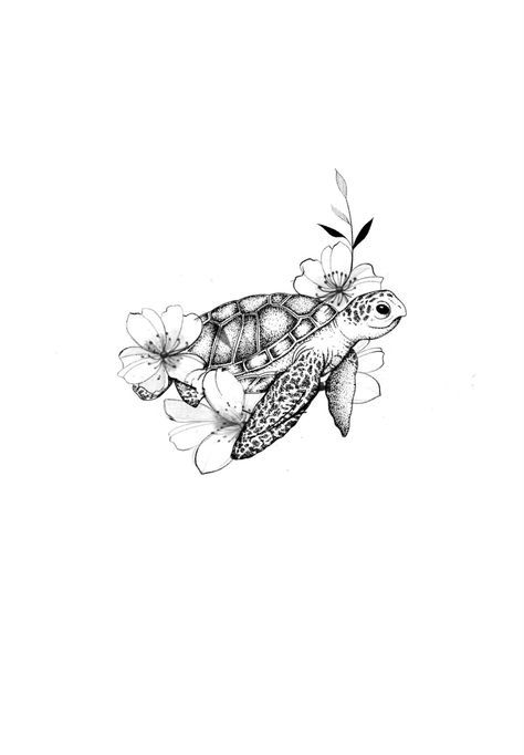 Turtle Flowers Tattoo, Tortoise Tattoo Meaning, Turtle And Flower Tattoo Hawaii, Turtle With Butterfly Tattoo, Tattoos That Go With Flowers, Pretty Flowers Tattoo, Sea Turtle Wrist Tattoo, Floral Sea Turtle Tattoo, Best Friend Turtle Tattoos