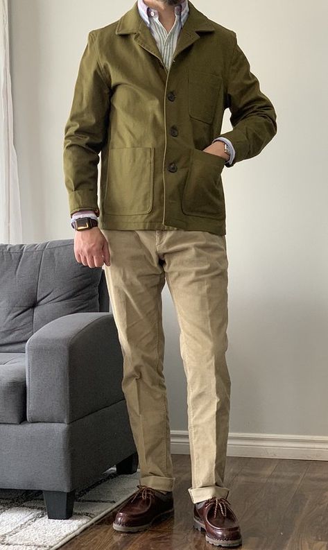 Paraboot Michael Outfit, Overshirt Men Outfit, Derby Outfits Men, Ball Cap Outfit, Chore Jacket Men, Paraboot Michael, Cargo Pants Outfit Men, Men Fade Haircut Short, Old Man Fashion