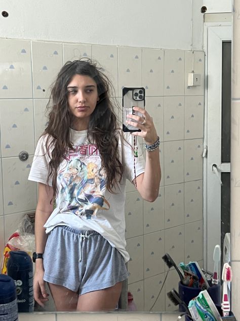 Pyjamas | bed hair | tired | messy girl aesthetic | messy hair | Messy Pajamas Aesthetic, Bed Hair Aesthetic, Messy Minimalist Aesthetic, Messy Summer Outfits, Gross Girl Aesthetic, Messy Aesthetic Girl, Awkward Girl Aesthetic, Bed Hair Messy, Messy Girl Aesthetic Outfit