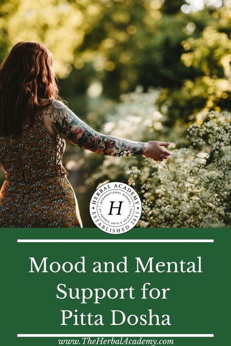 Mood and Mental Support for Pitta Dosha | Herbal Academy | Through diet, herbs, and lifestyle practices, there are many ways to balance pitta dosha during the summer. Here are a few helpful ideas. Pitta Dosha Diet, Ayurveda Pitta, Herbal Academy, Mental Support, Pitta Dosha, Medicinal Garden, Herbal Apothecary, Garden Kit, Healing Modalities