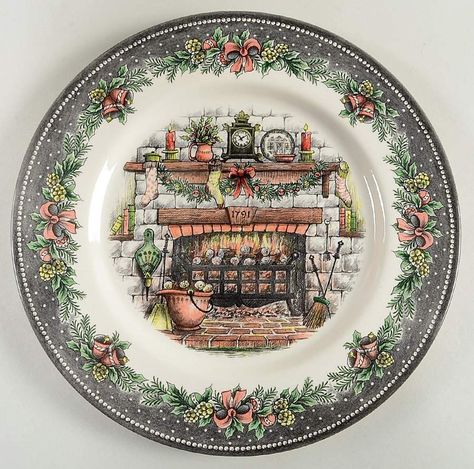 Christmas Morning Dinner Plate by Royal Stafford | Replacements, Ltd. Christmas Crockery, Christmas China Patterns, Thanksgiving China, Christmas Toy Shop, Japanese Inro, British Christmas, English Christmas, Festive Food, Christmas Eve Dinner