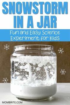 Snowstorm In A Jar, Schnee Party, Easy Science Experiments For Kids, Vetenskapliga Experiment, Winter Stem, Christmas Science Experiments, Toddler Projects, Stem Experiments, Winter Science