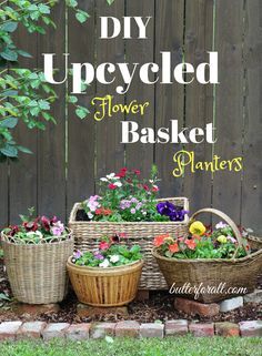 Diy Flower Basket, Planters Boxes, Flower Activities, Cheap Planters, Planters Ceramic, Diy Planters Indoor, Repurposed Planter, Easy Upcycle, Upcycled Planter