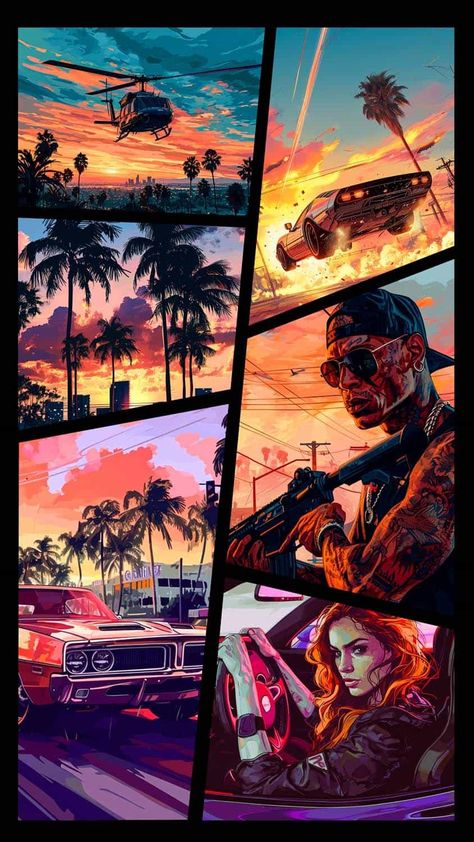 GTA 6 Characters Grand Theft Auto Artwork, Image Moto, Cool Pictures For Wallpaper, Cool Car Pictures, Graffiti Wallpaper, Abstract Art Wallpaper, Wallpaper Animes, Pop Art Wallpaper, Art Gallery Wallpaper