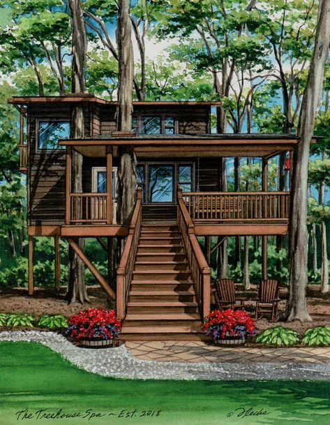 Bamboo House Design Ideas, Treehouse Homes, Adult Treehouse, Treehouse Architecture, Treehouse Plans, Luxury Tree Houses, Beautiful Tree Houses, Treehouse Masters, Crochet Hand Bags